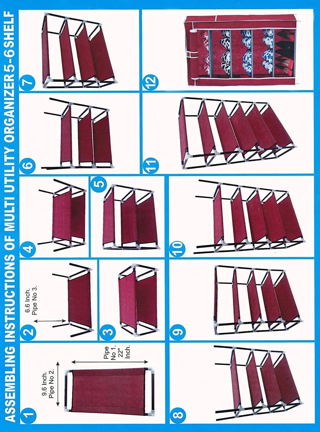 Kuber Industries Shoe Rack|Non-Woven 4 Shelves Shelf|Foldable Storage Rack Organizer for Shoe, Books-Pack of 4 (Maroon)