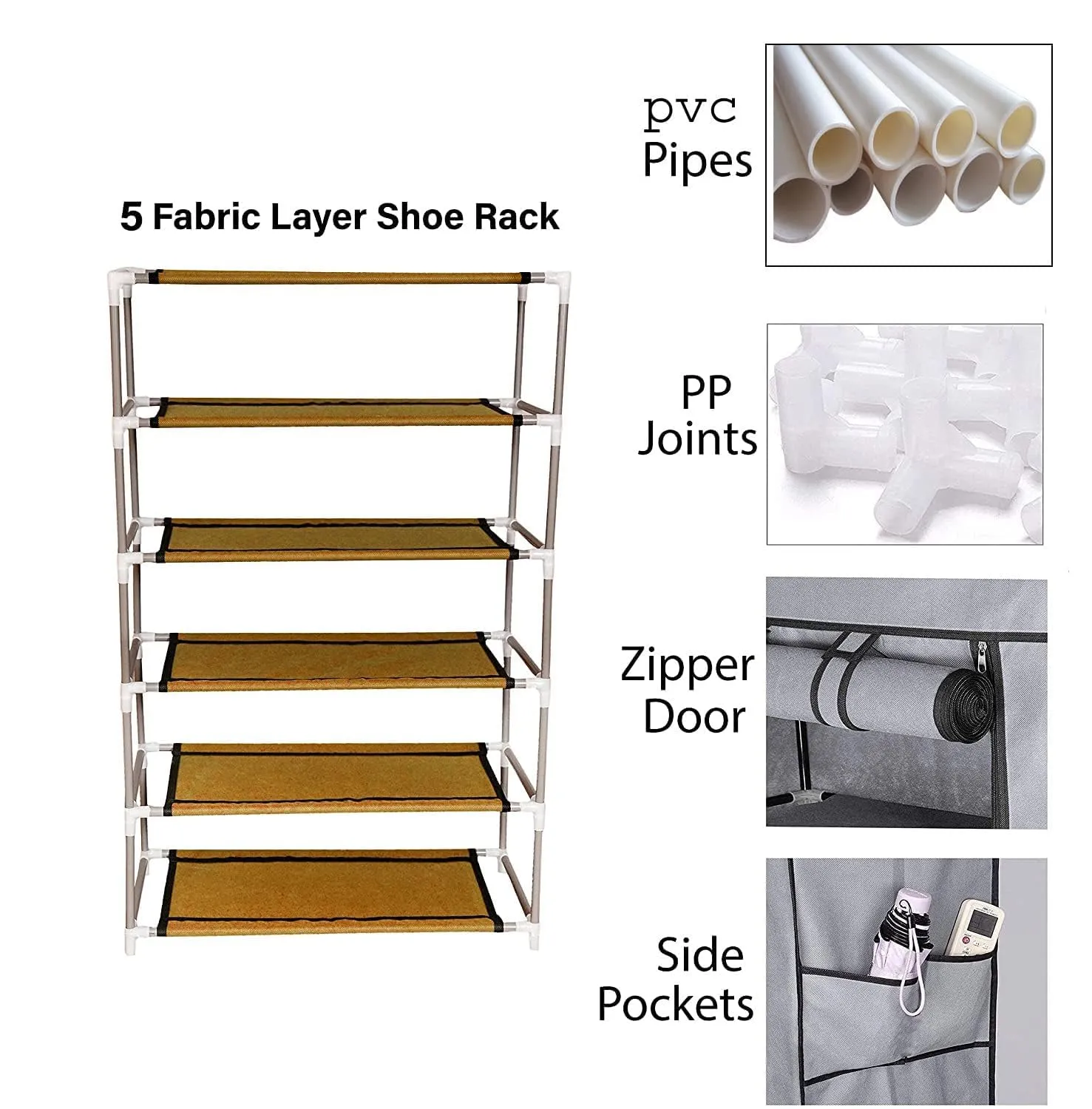 Kuber Industries Shoe Rack|Non-Woven 4 Shelves Shelf|Foldable Storage Rack Organizer for Shoe, Books-Pack of 4 (Maroon)