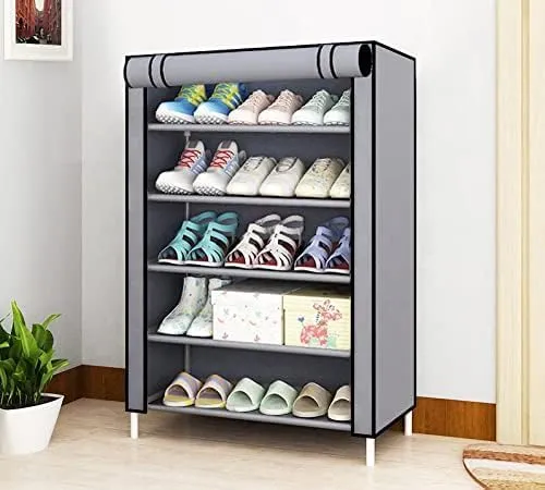 Kuber Industries Shoe Rack|Non-Woven 6 Shelves Shelf|Foldable Storage Rack Organizer for Shoe, Books-Pack of 3 (Maroon)