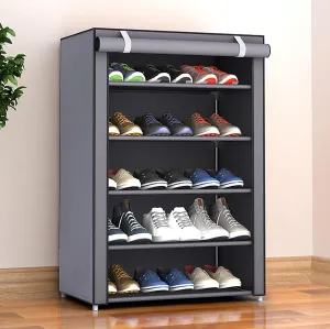 Kuber Industries Shoe Rack|Non-Woven 6 Shelves Shelf|Foldable Storage Rack Organizer for Shoe, Books-Pack of 3 (Maroon)