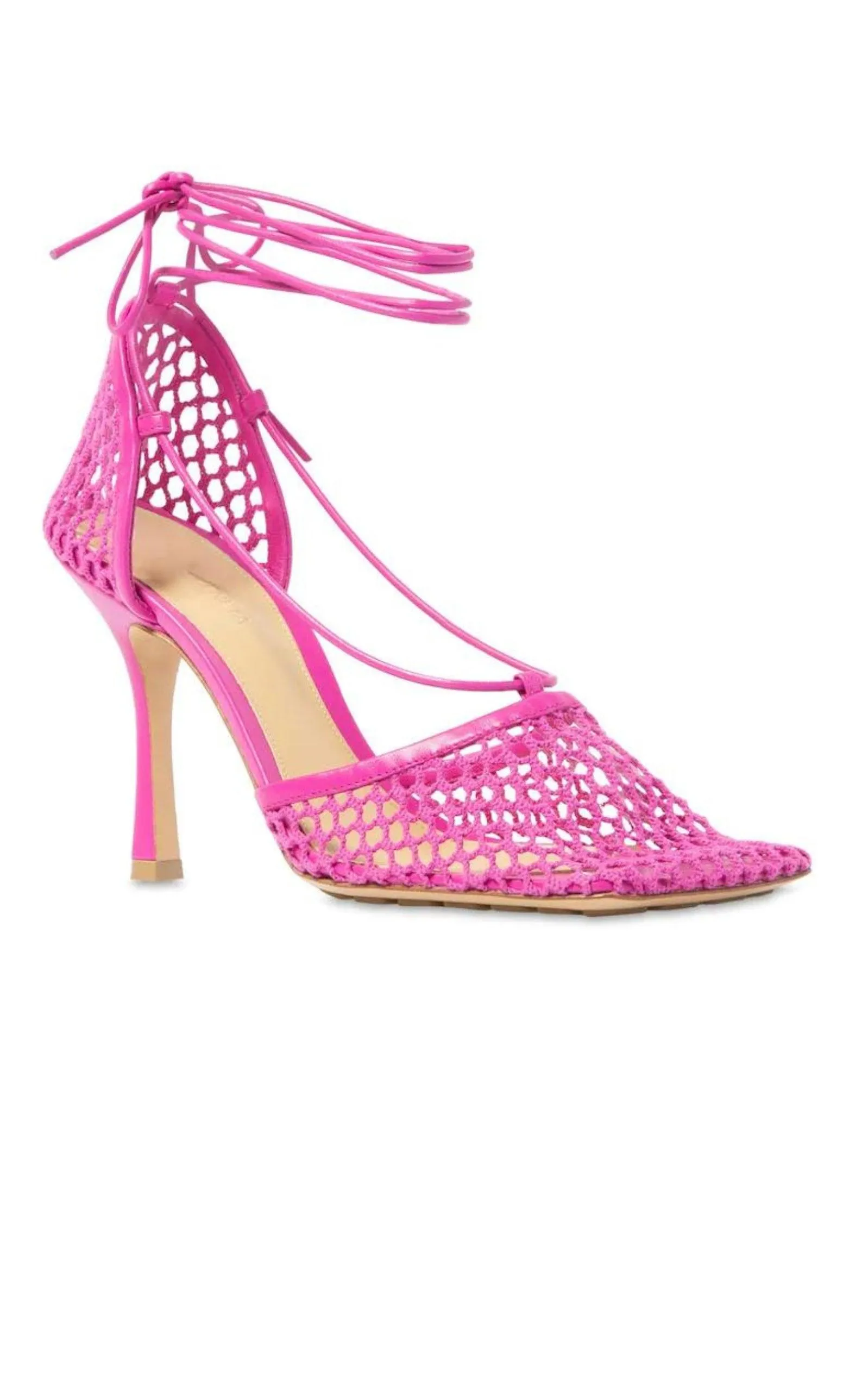 Leather Stretch Lace-up Pumps