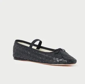 Leonie Woven Leather Ballet Flat ~ Black