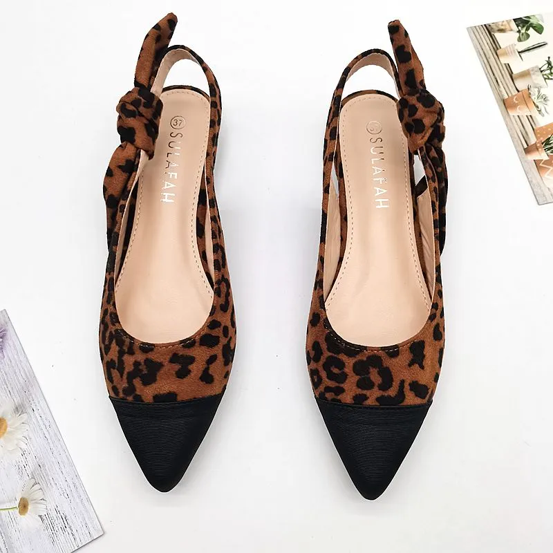 Low Heel Pointy Patchwork Color Kink Flats
