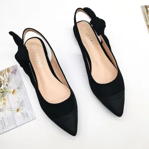 Low Heel Pointy Patchwork Color Kink Flats