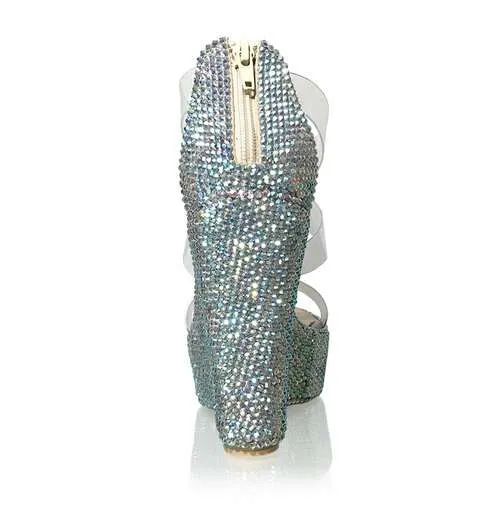 Marc Defang ANGELINA AB CRYSTAL Pageant Platform wedge heel prom shoe
