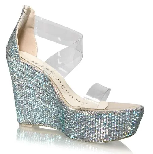 Marc Defang ANGELINA AB CRYSTAL Pageant Platform wedge heel prom shoe