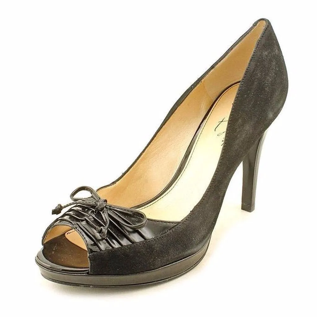 Marc Fisher Vicki 2 Open Toe Pump ,Black Suede (Women)