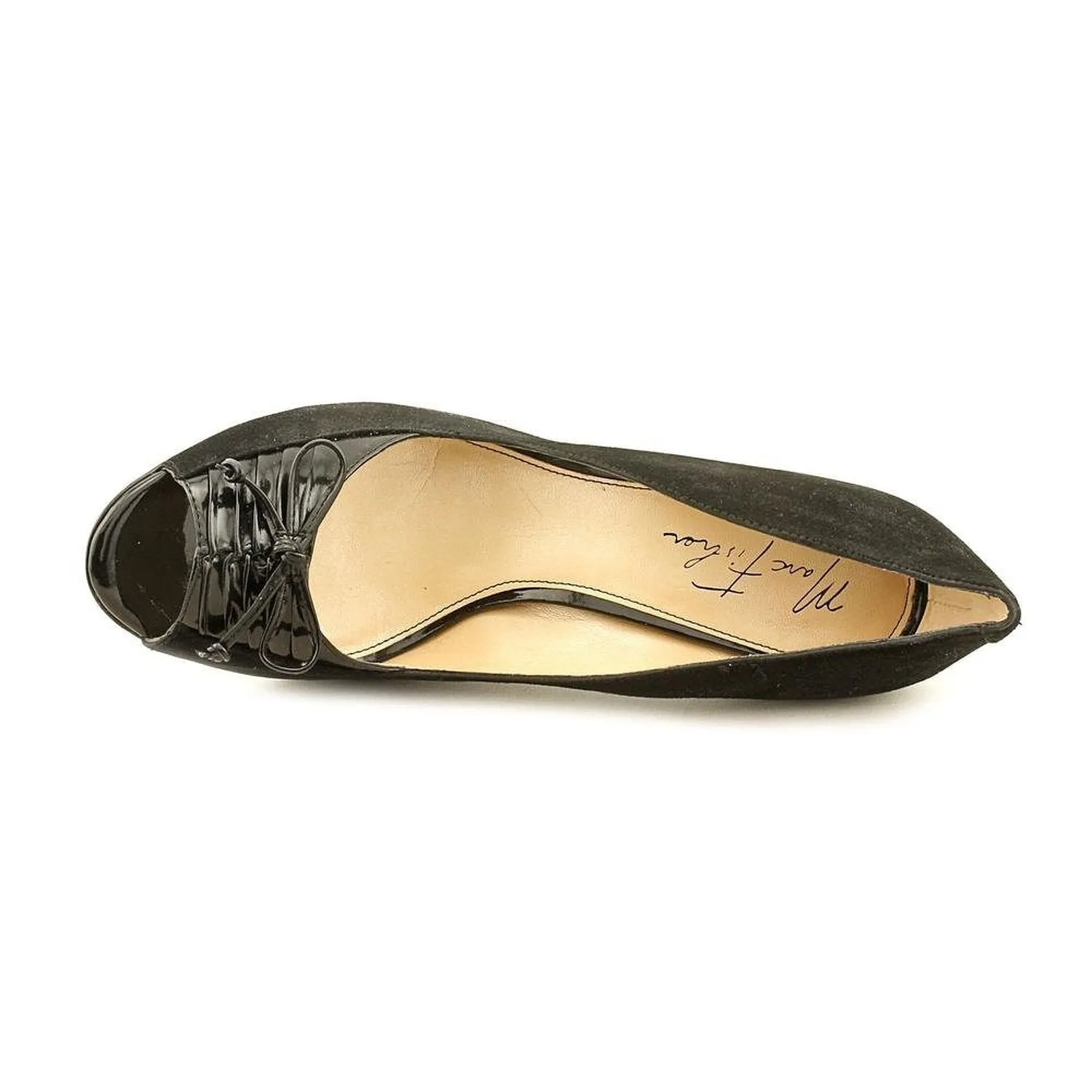 Marc Fisher Vicki 2 Open Toe Pump ,Black Suede (Women)