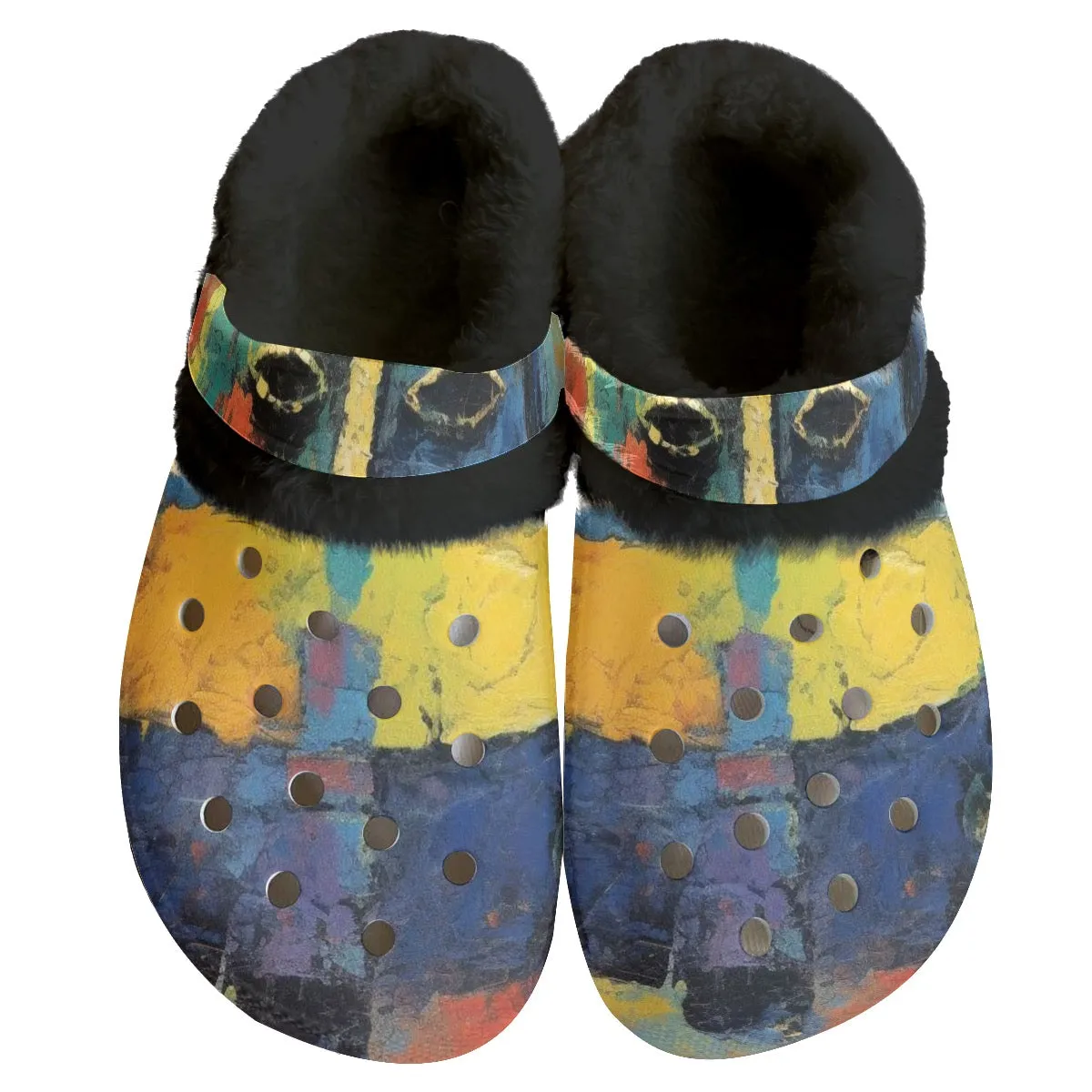 Mc#34 Men's Classic Clogs with Fleece, abstract, print