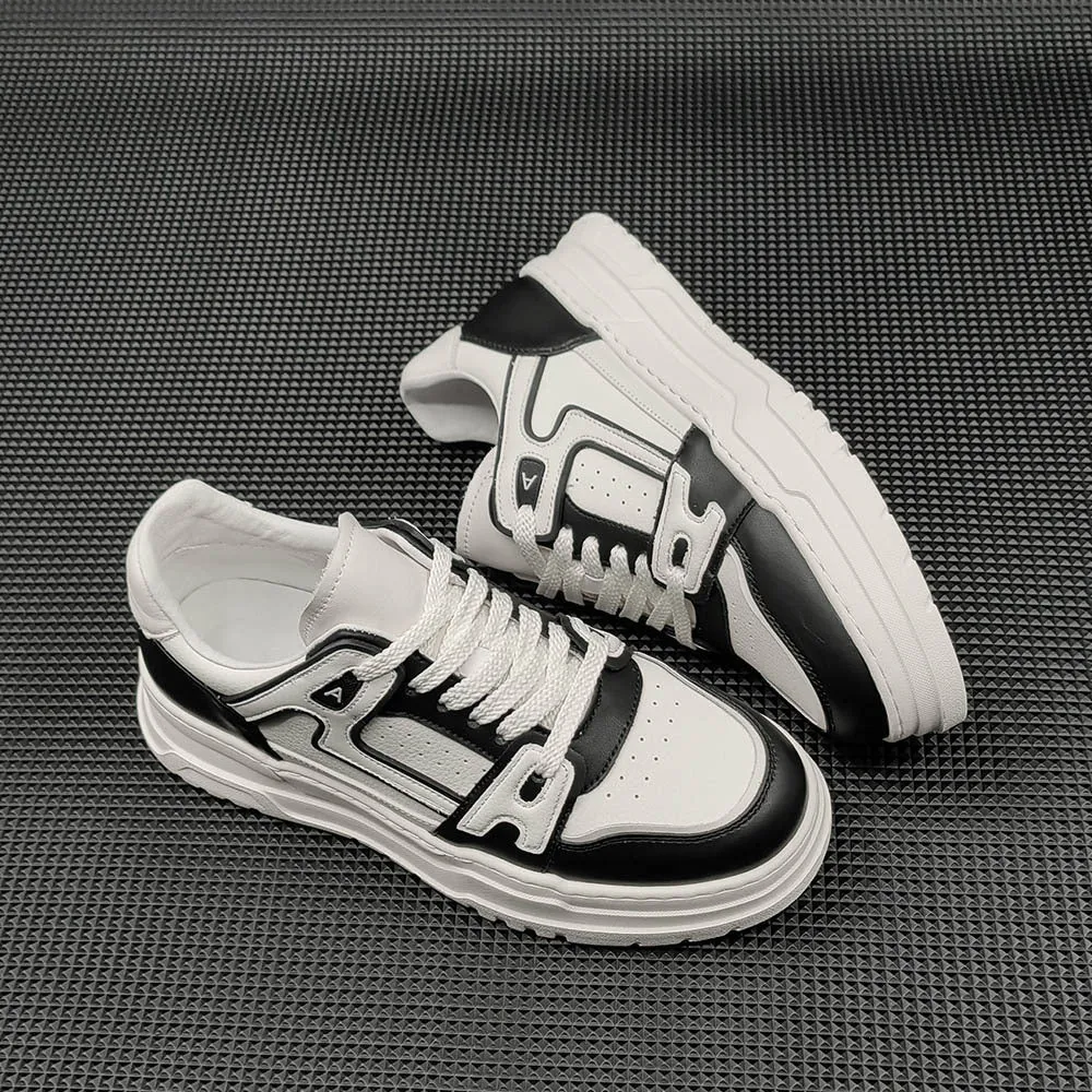 Men Fashion Leather Patchwork Casual Sneakers