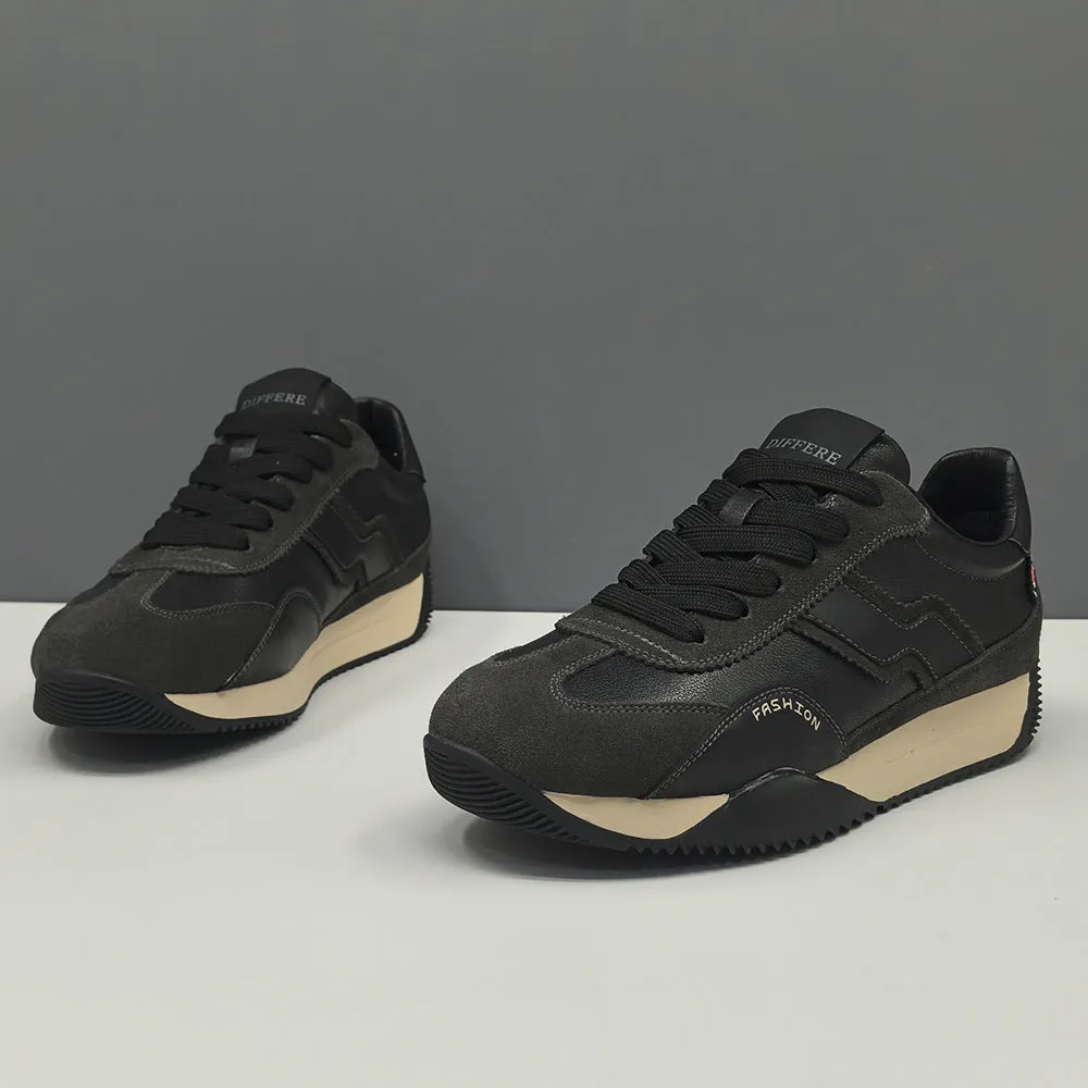 Men Fashion Patchwork Cowhide Casual Sneakers