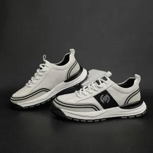 Men Fashion Patchwork Leather Thick Soled Casual Shoes