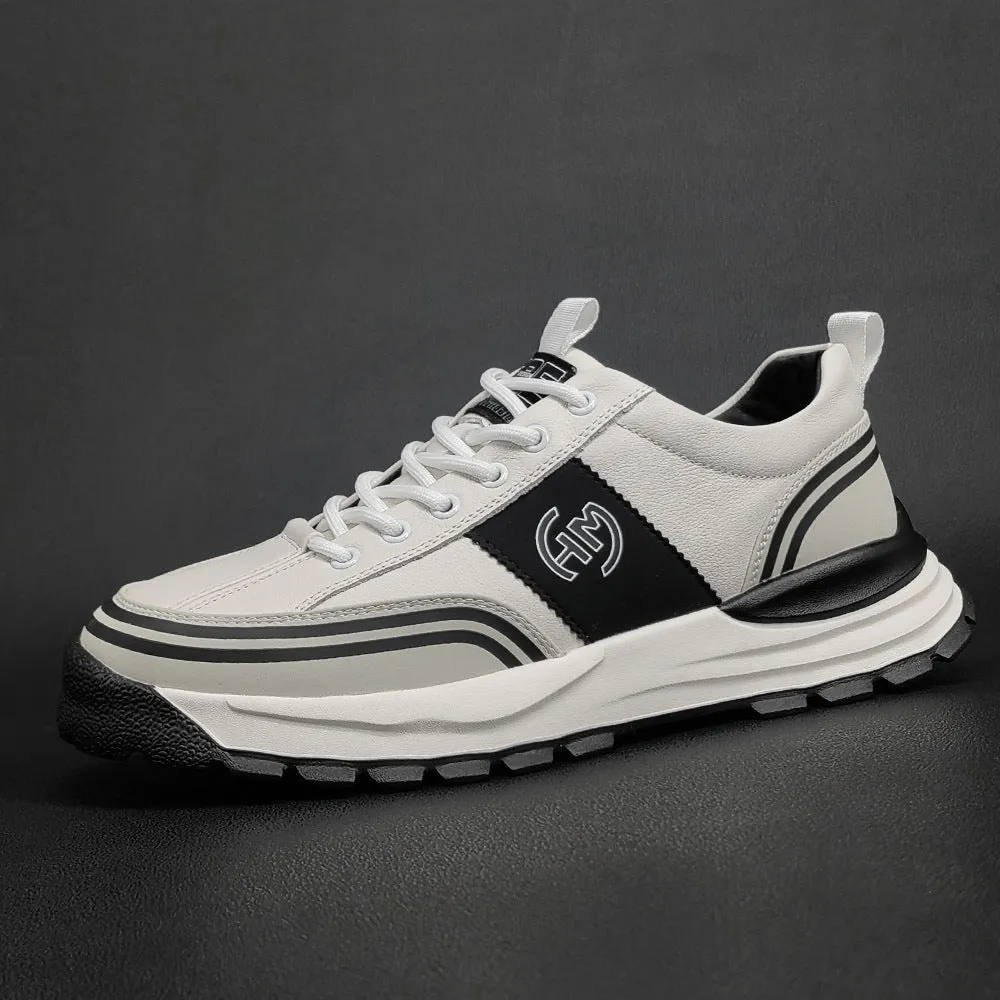 Men Fashion Patchwork Leather Thick Soled Casual Shoes