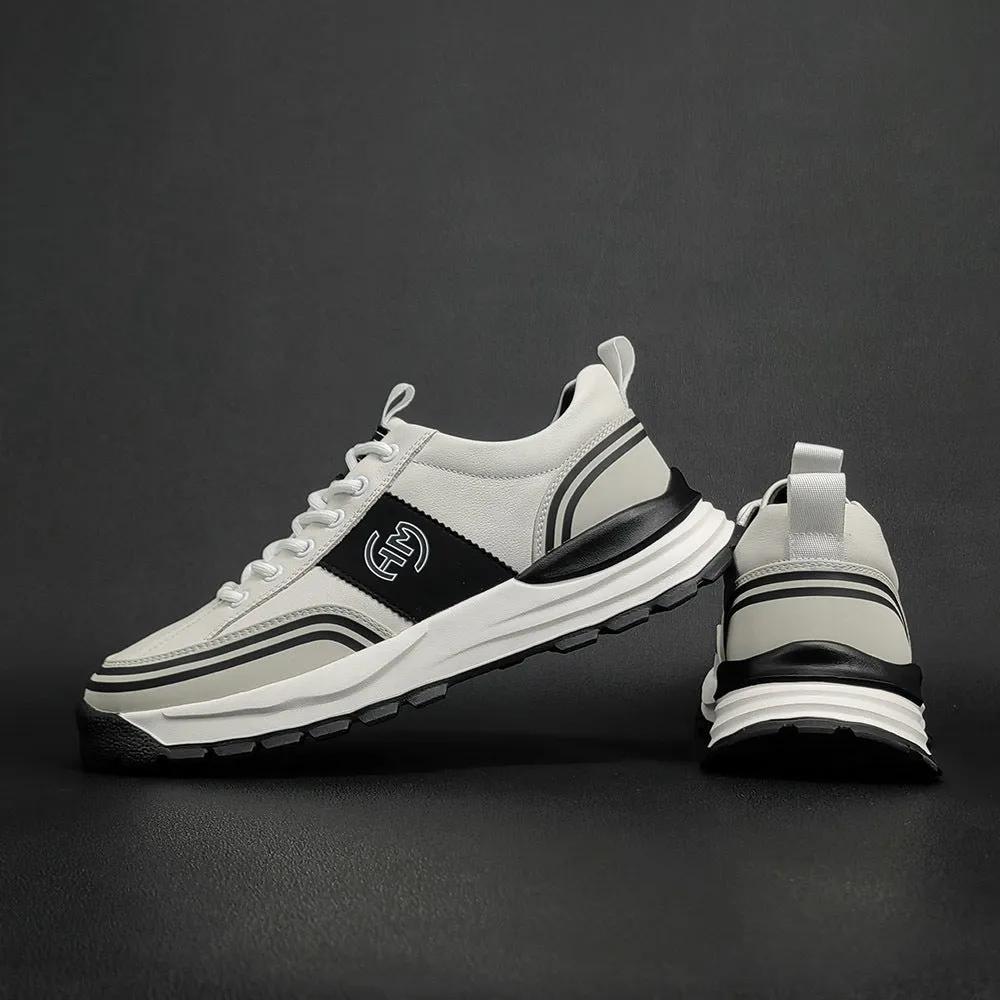 Men Fashion Patchwork Leather Thick Soled Casual Shoes