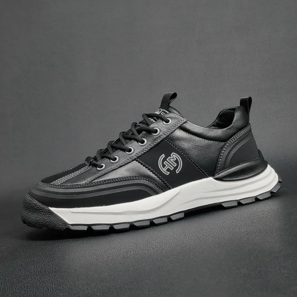 Men Fashion Patchwork Leather Thick Soled Casual Shoes