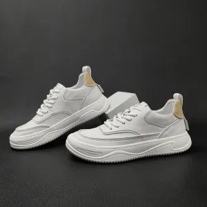 Men Minimalist Patchwork Leather Flat Casual Shoes