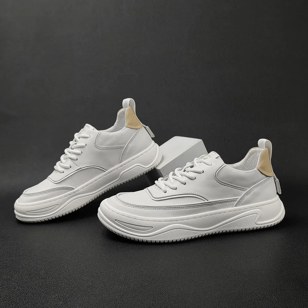 Men Minimalist Patchwork Leather Flat Casual Shoes