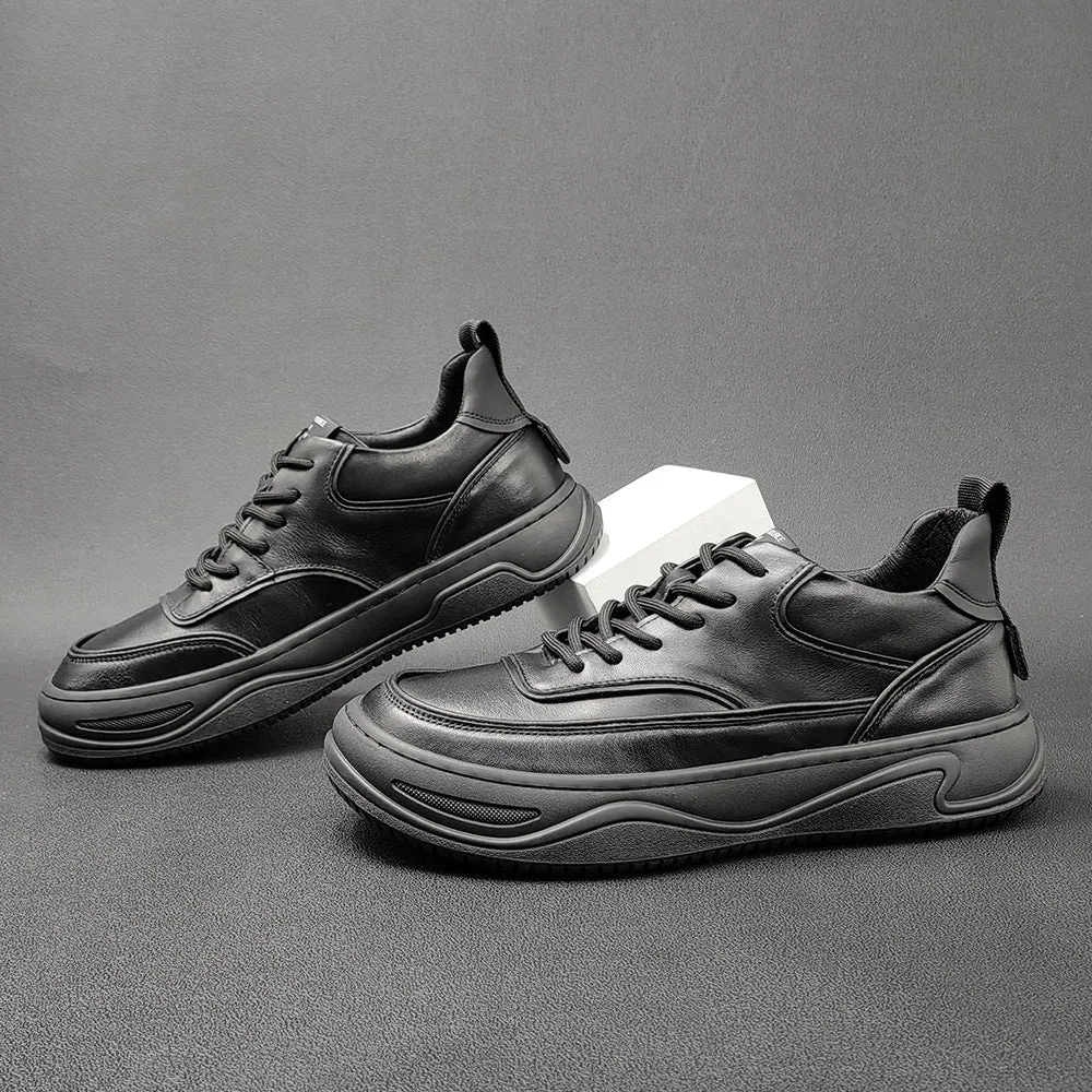 Men Minimalist Patchwork Leather Flat Casual Shoes