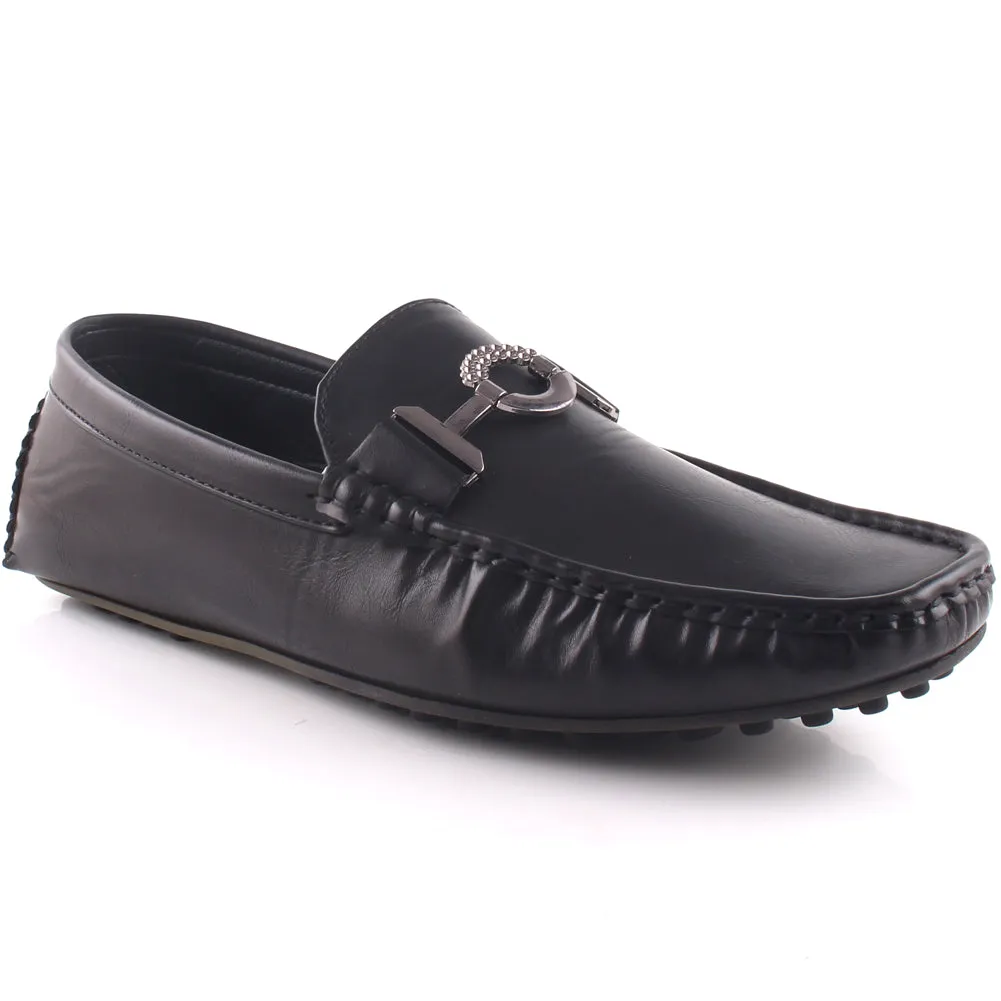 Men “RAMON” Stitched Design Slip-On Buckle Moccasin Shoes