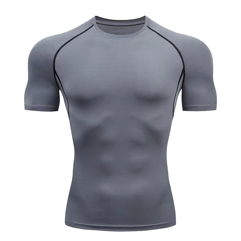 Men's Running Compression Tshirts Quick Dry Soccer Jersey Fitness Tight Sportswear Gym Sport Short Sleeve Shirt Breathable