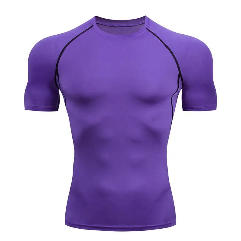 Men's Running Compression Tshirts Quick Dry Soccer Jersey Fitness Tight Sportswear Gym Sport Short Sleeve Shirt Breathable