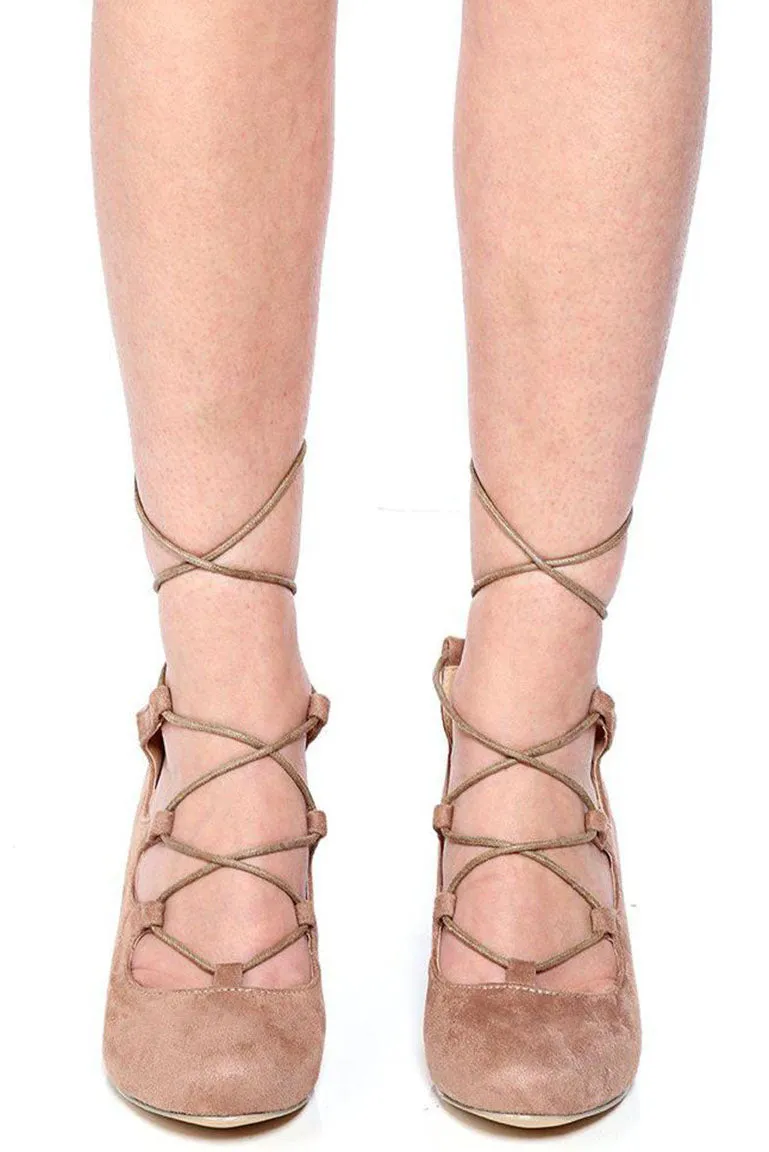 Mocha Lace Up Wedge