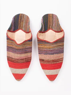 Moroccan pointed babouche slippers in Atlas Stripe