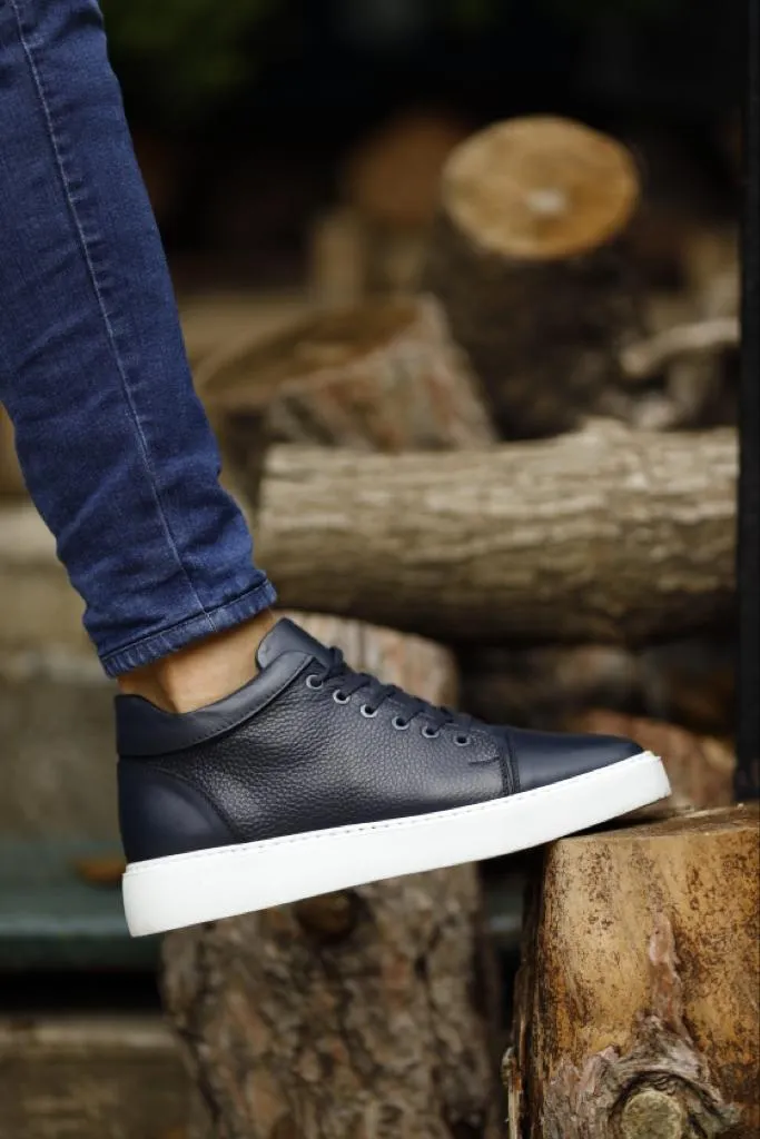 Navy Blue High Top Sneakers for Men | GentWith.com