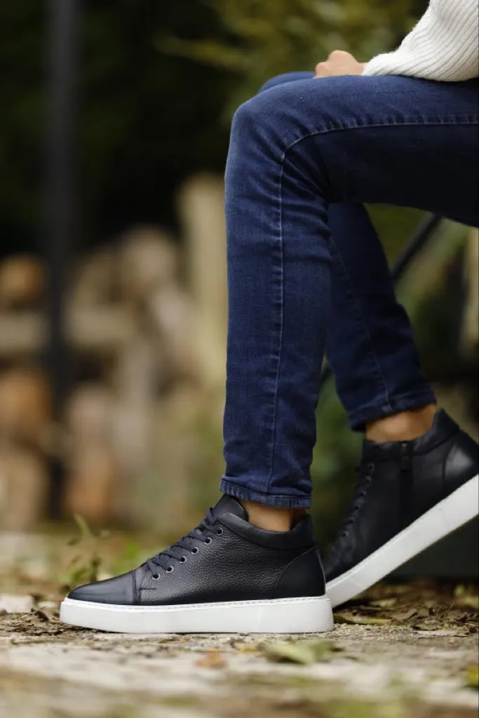Navy Blue High Top Sneakers for Men | GentWith.com