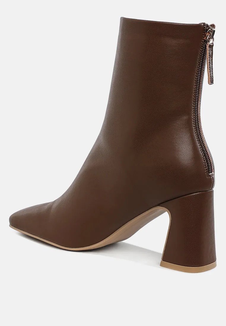 Neapolitan Faux Leather Square Toe Ankle Boots