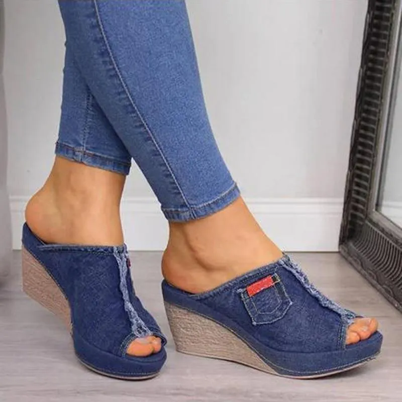 New Arrival 2020 Women's Sandals Women Summer Fashion Leisure Fish Mouth Sandals Thick Bottom Slippers Wedges Shoes Women