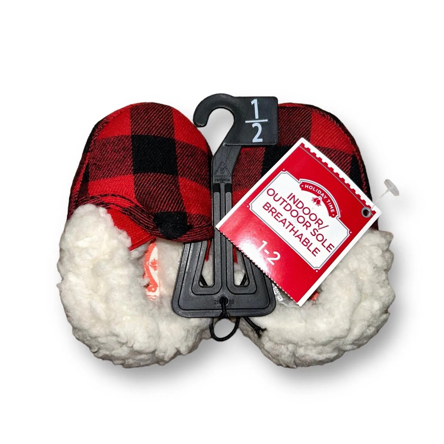 NEW! Baby Boy Holiday Time Red & Black Plaid Slippers