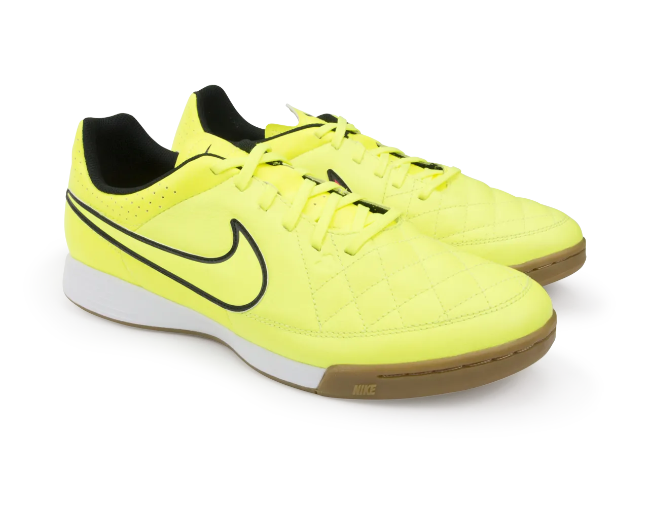 Nike Men's Tiempo Genio Leather Indoor Soccer Shoes Volt/Hyper Punch/Black