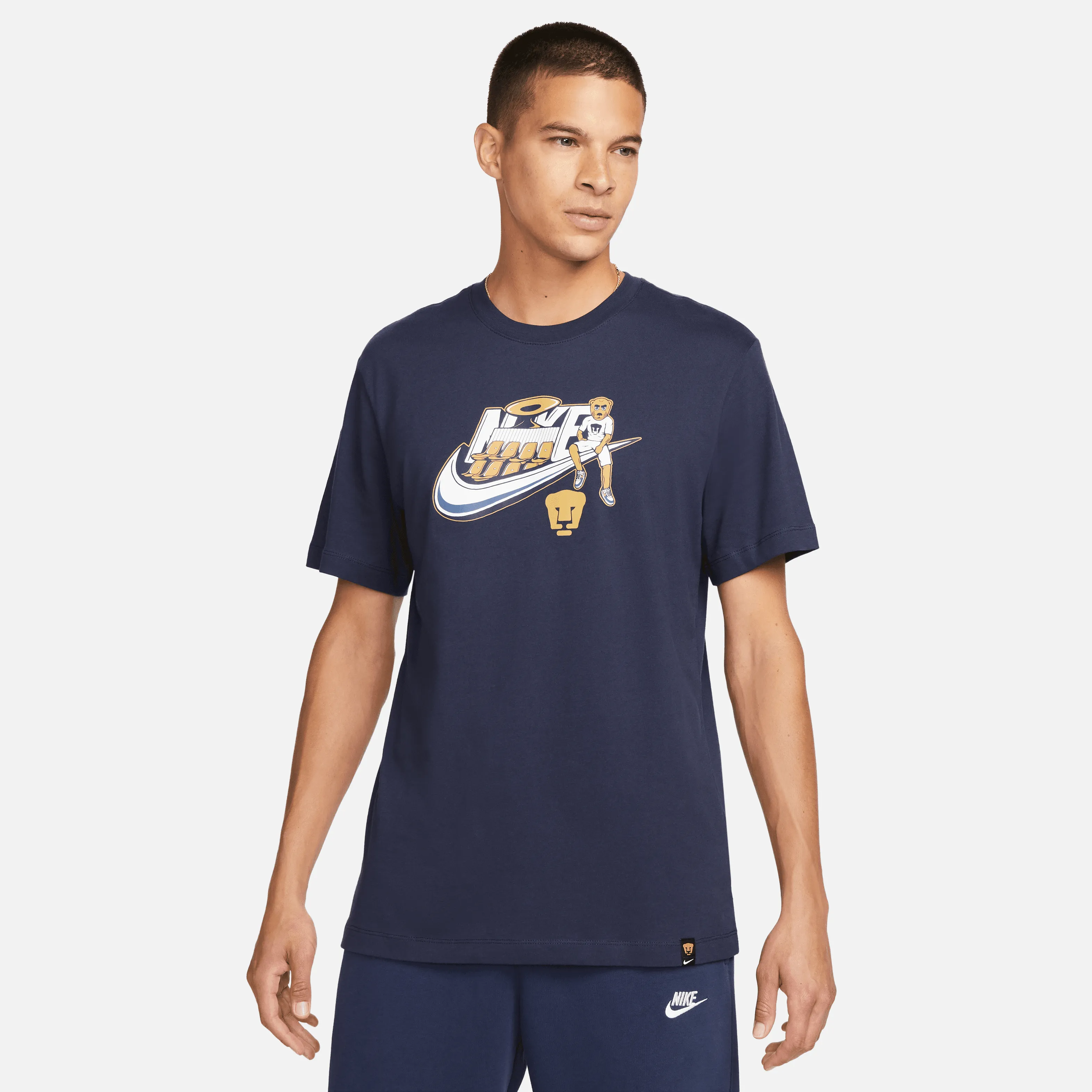 Nike Swoosh Puma T-Shirt-Navy Blue