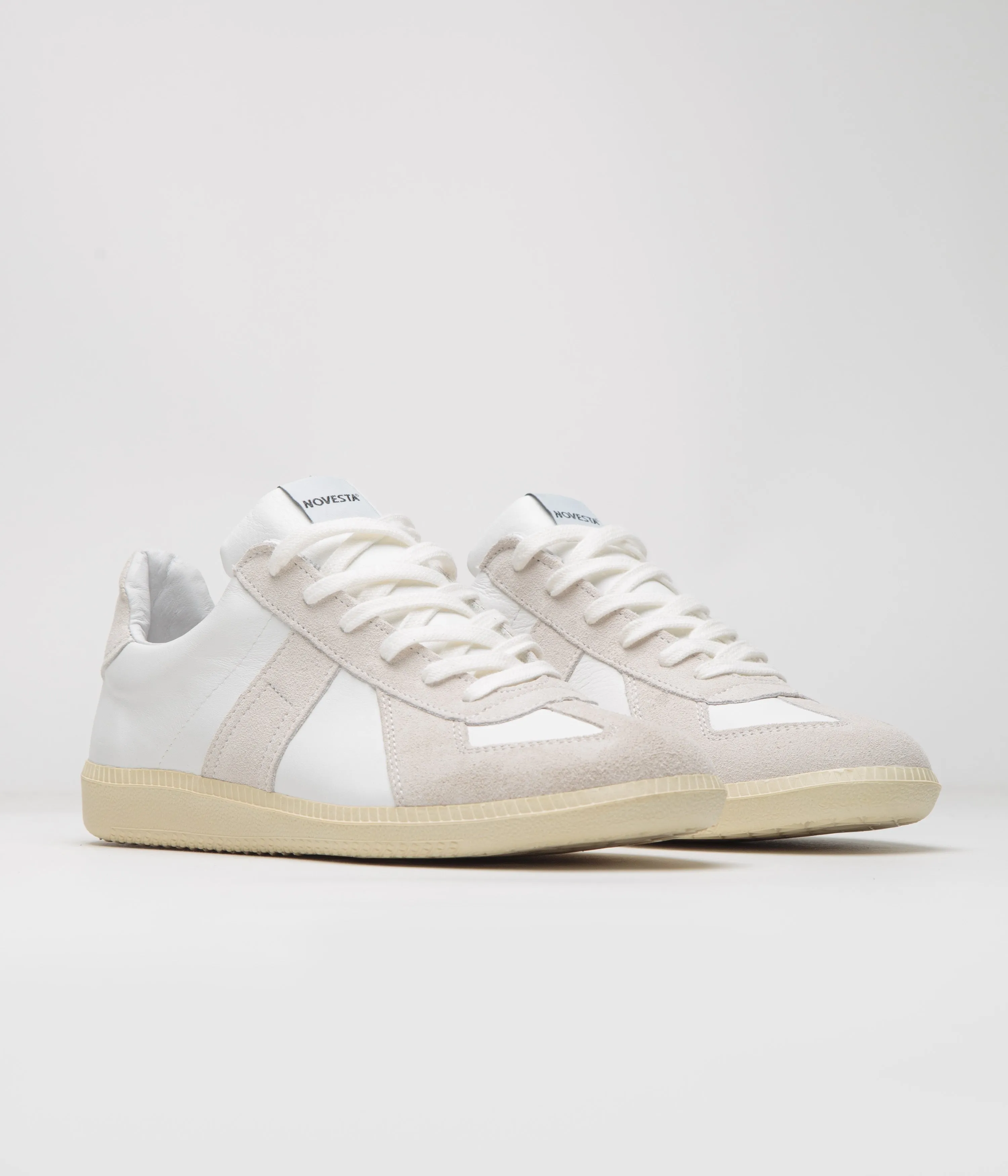 Novesta All Leather German Army Trainer Shoes - White / Ecru