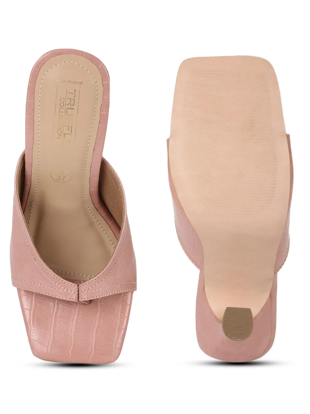 Nude Pink PU High Heel Stiletto Mules (TC-RLST25-NUD)