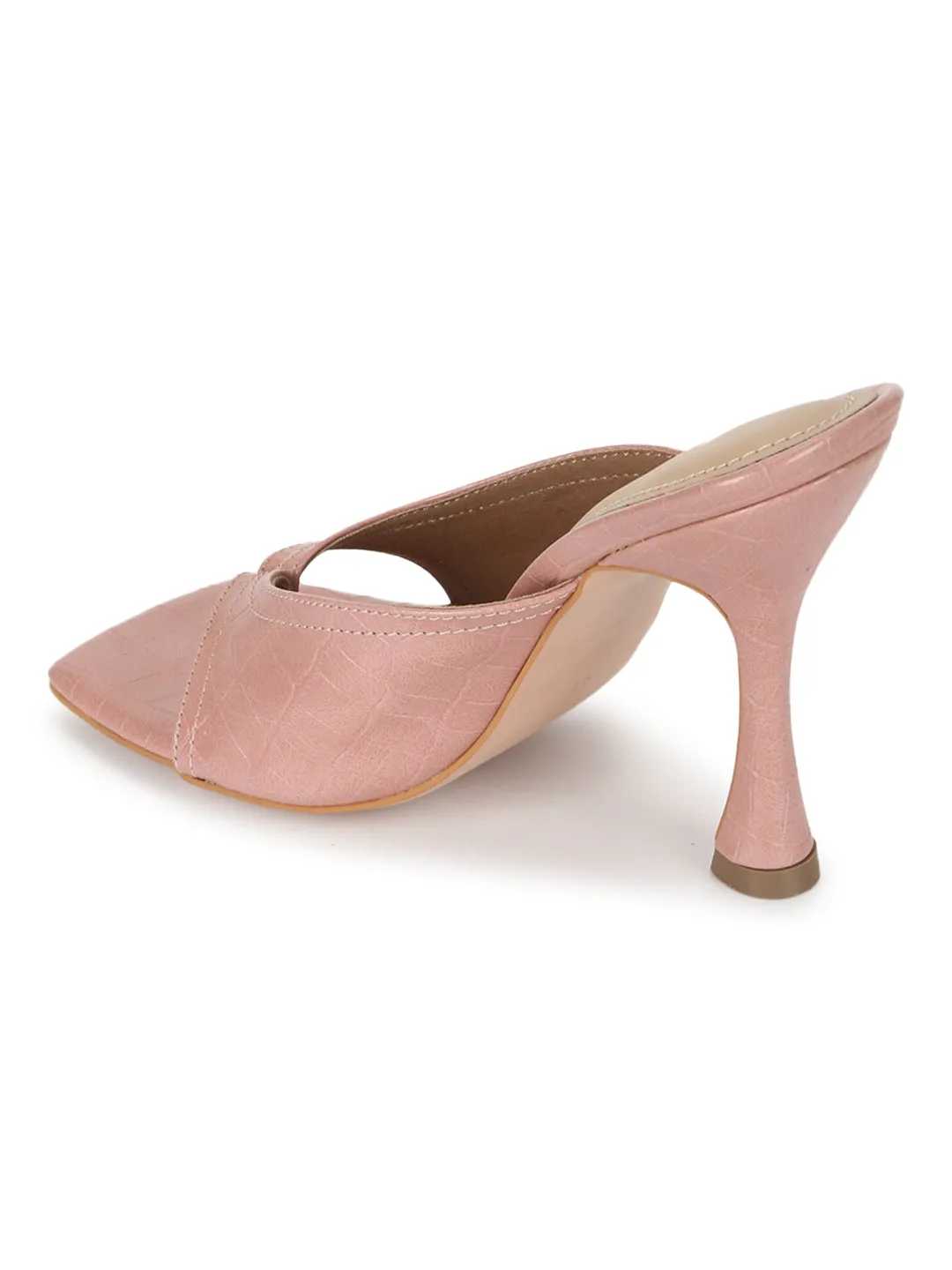 Nude Pink PU High Heel Stiletto Mules (TC-RLST25-NUD)