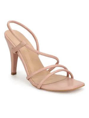 Nude PU Strappy Slip On Stilettos
