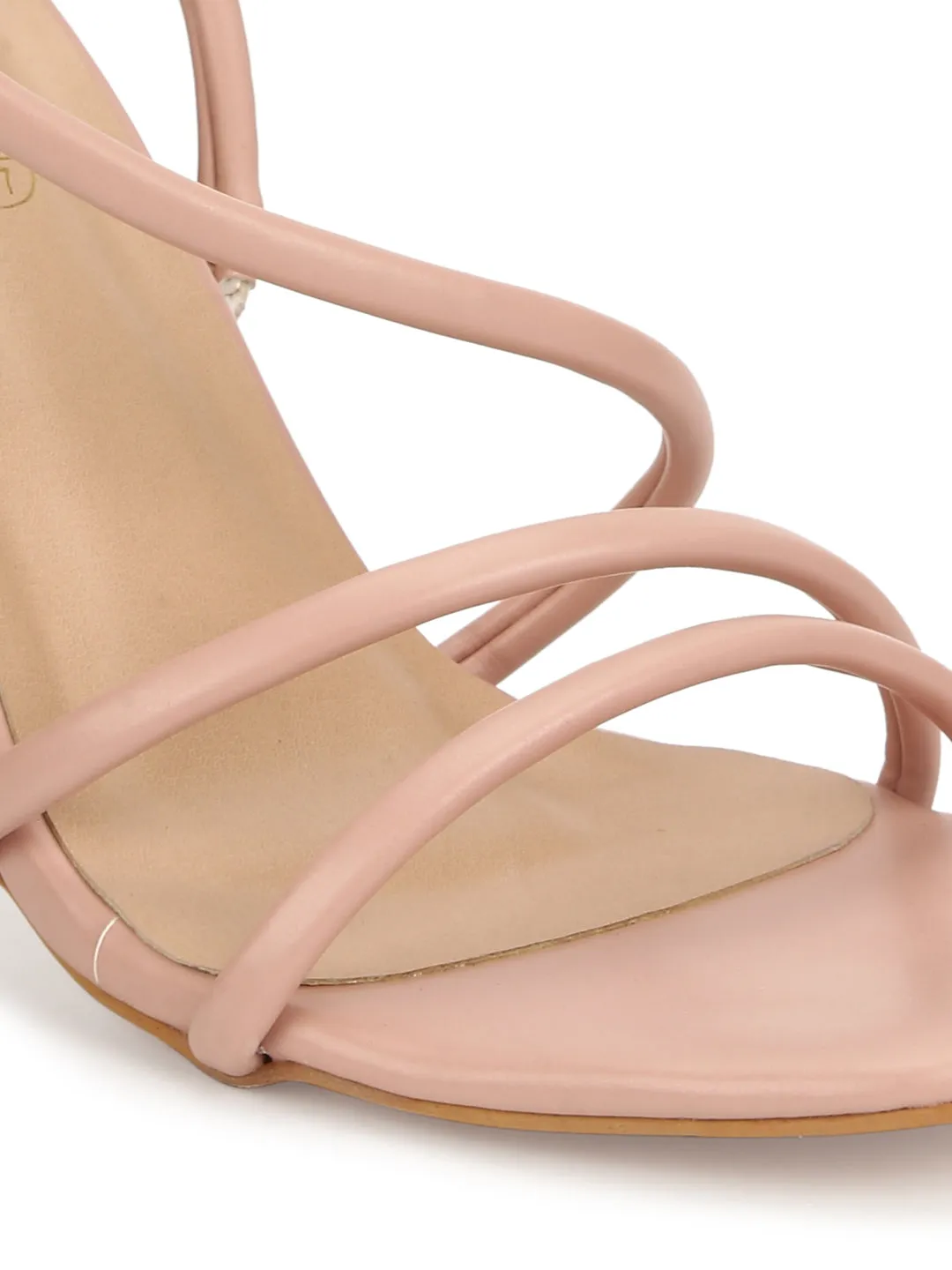 Nude PU Strappy Slip On Stilettos
