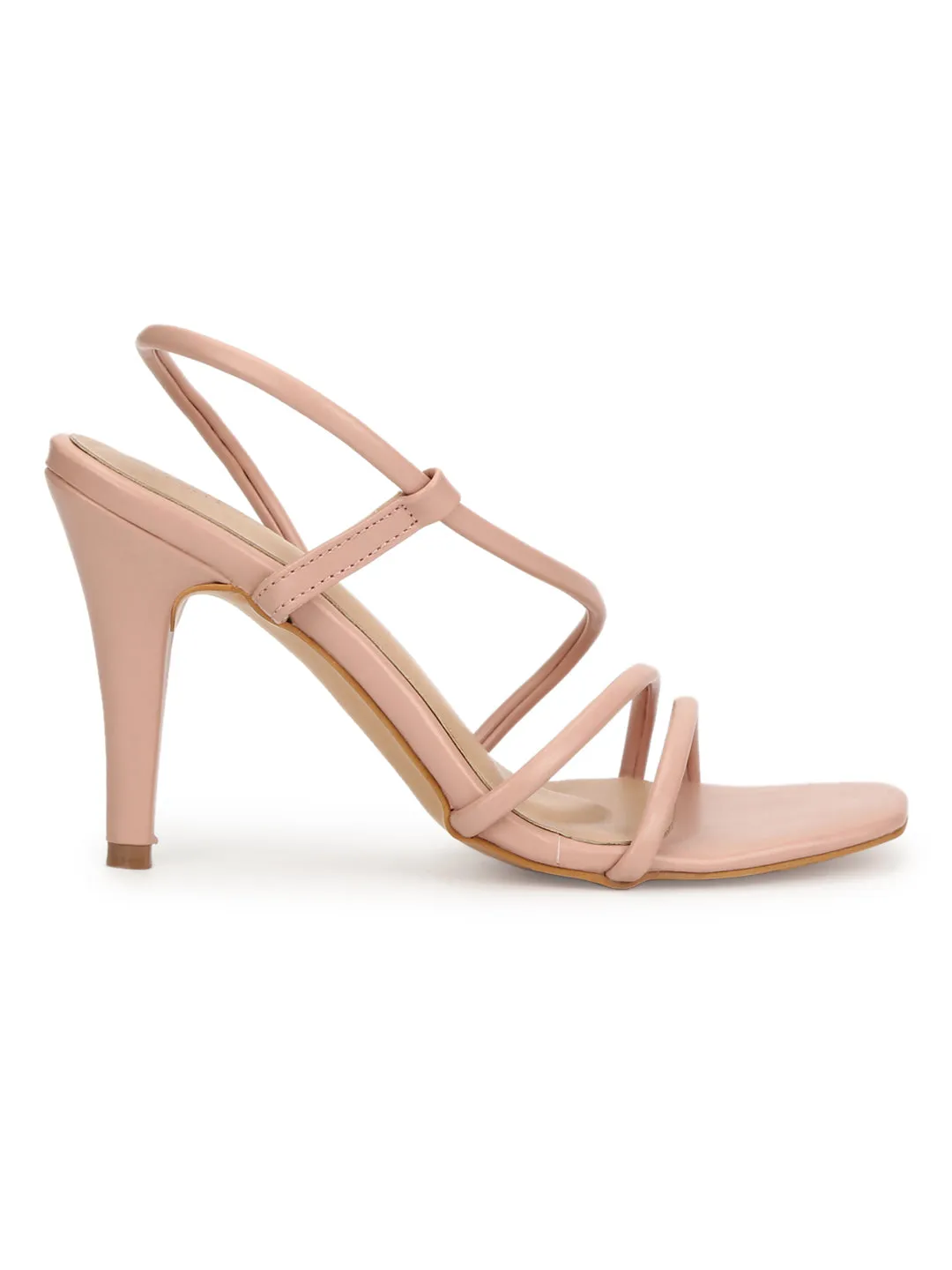 Nude PU Strappy Slip On Stilettos