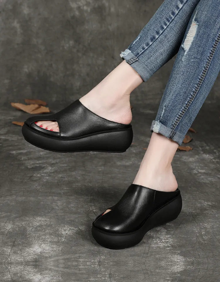 Open Toe Wide Toe Box Wedge Sandals Slippers