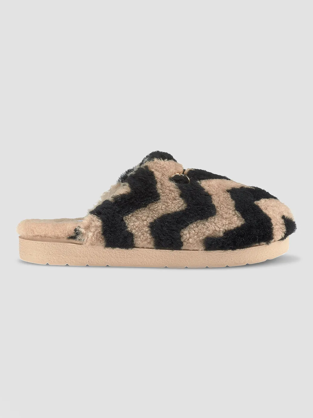 Patchwork Zigzag Slide - Brown