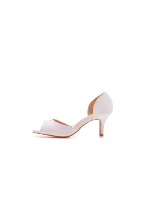 Peep Toe Satin Slip On Shoes High Heel