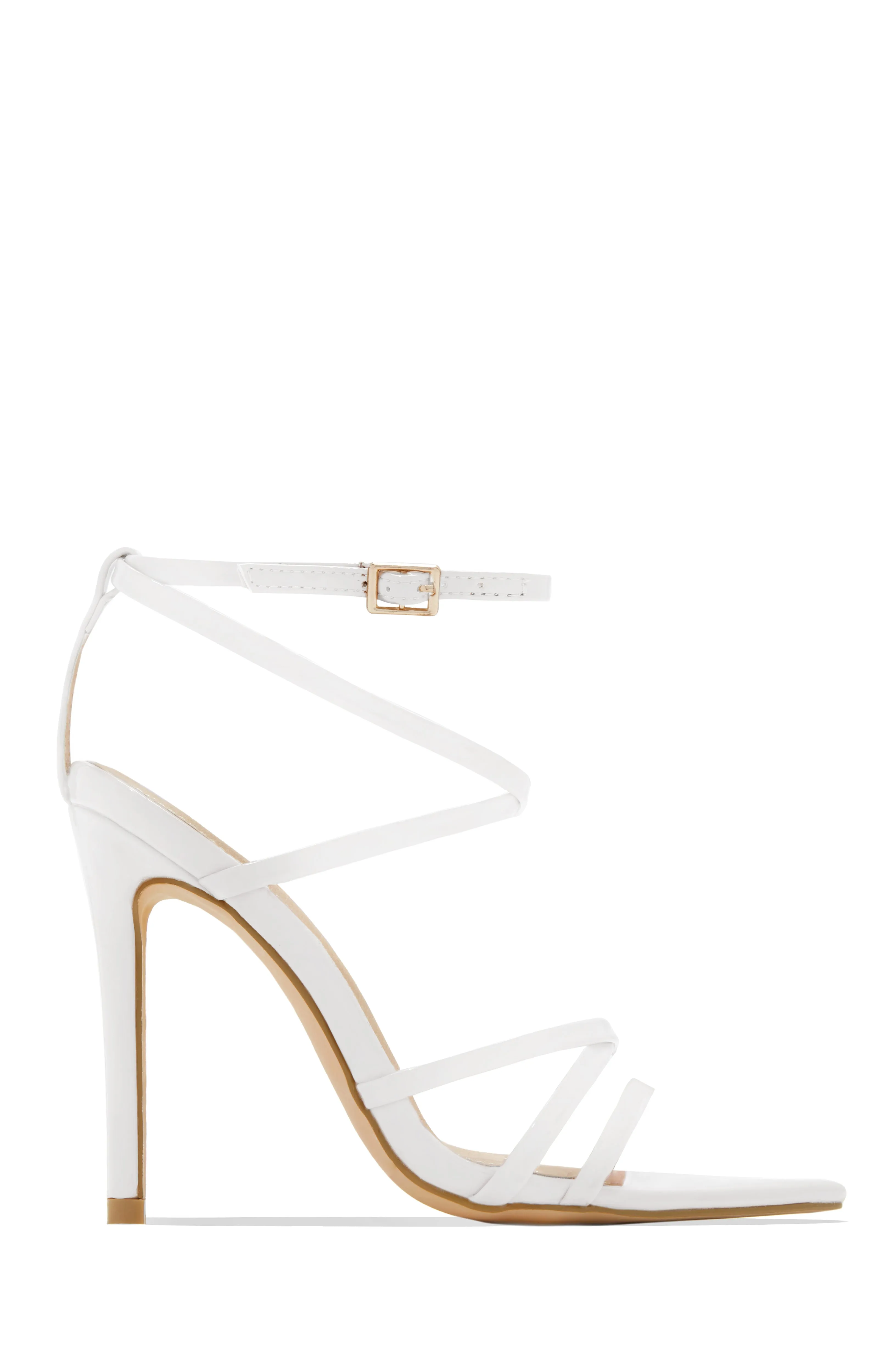 Polished Strappy High Heels - White