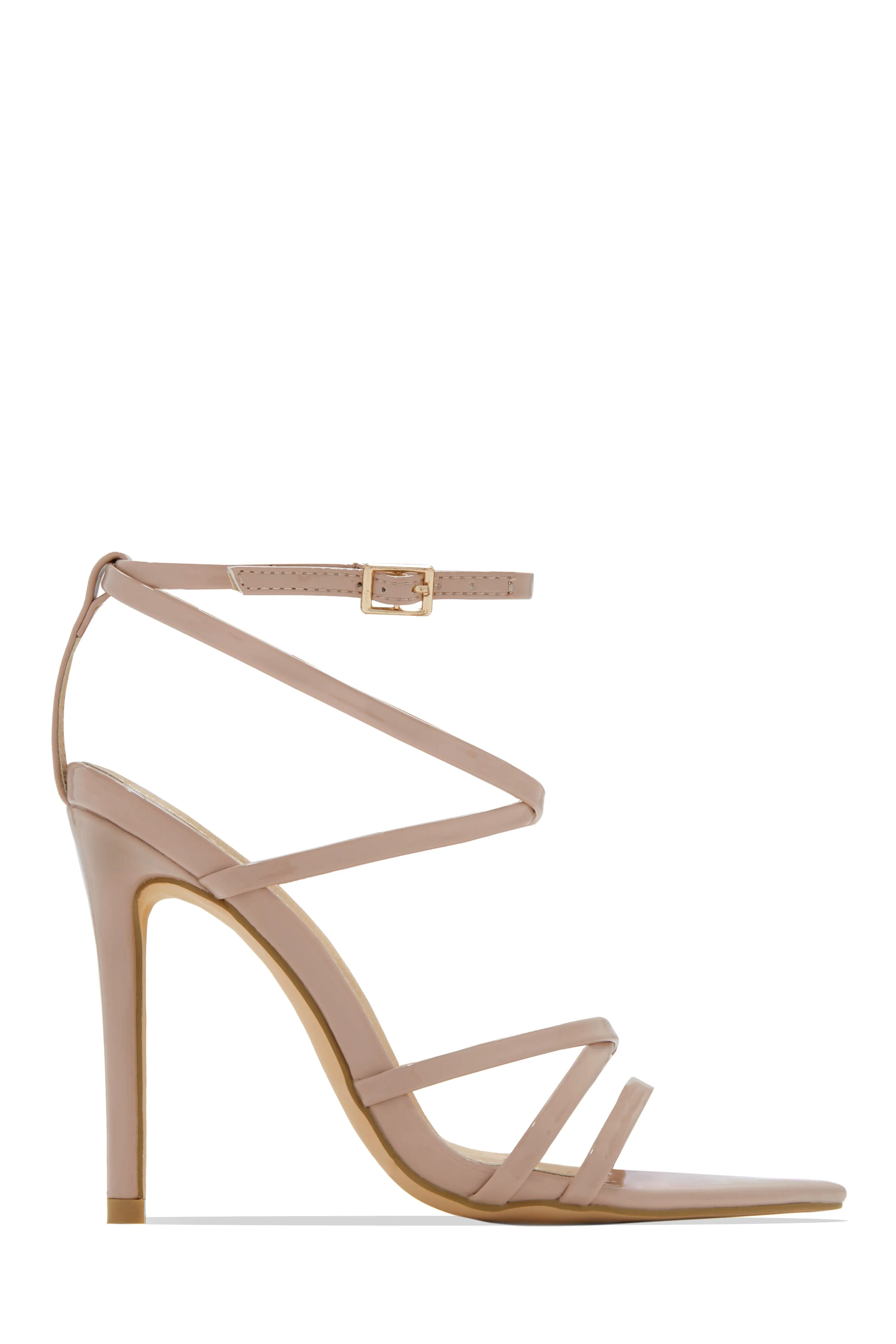 Polished Strappy High Heels - White