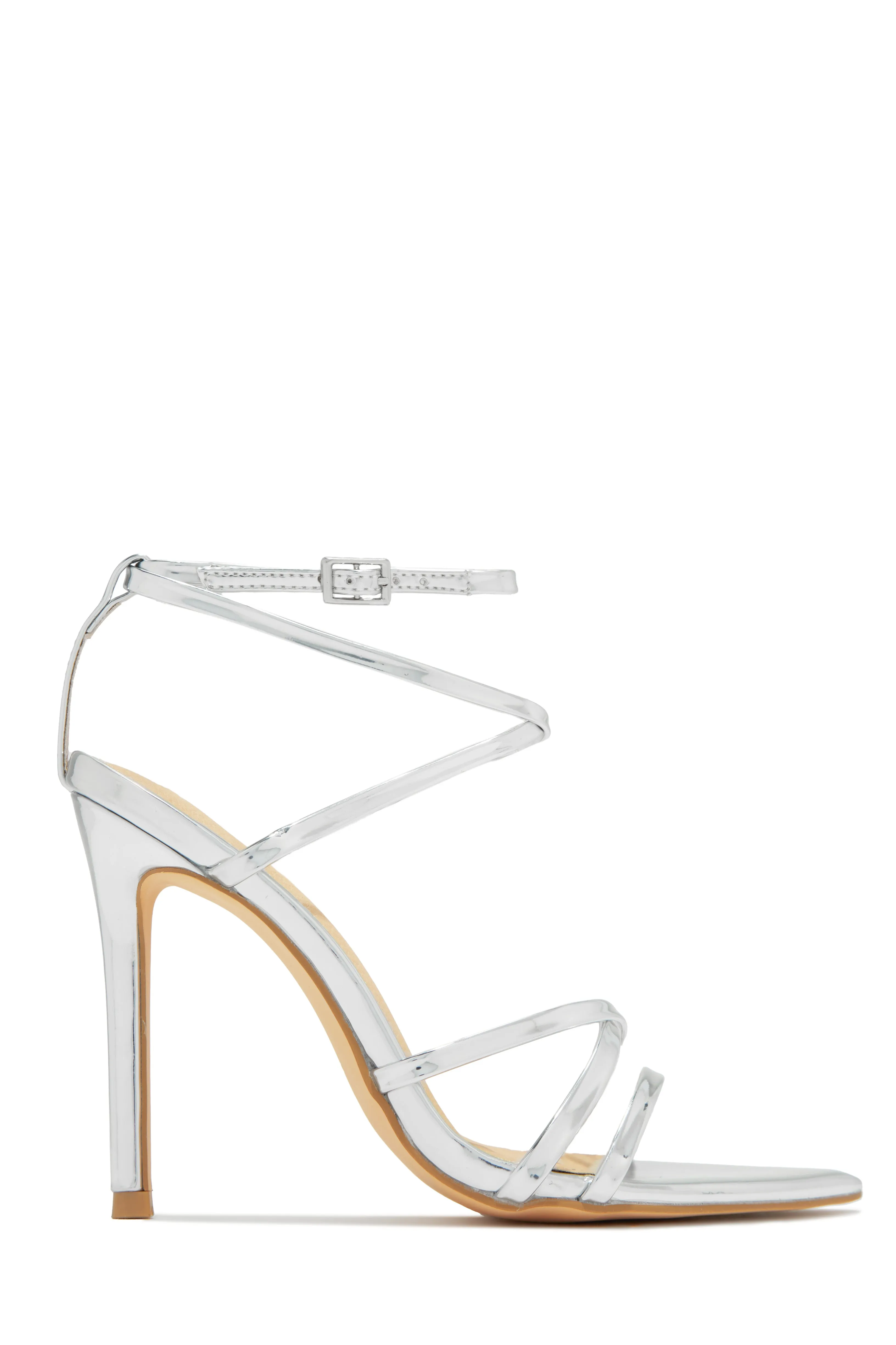 Polished Strappy High Heels - White