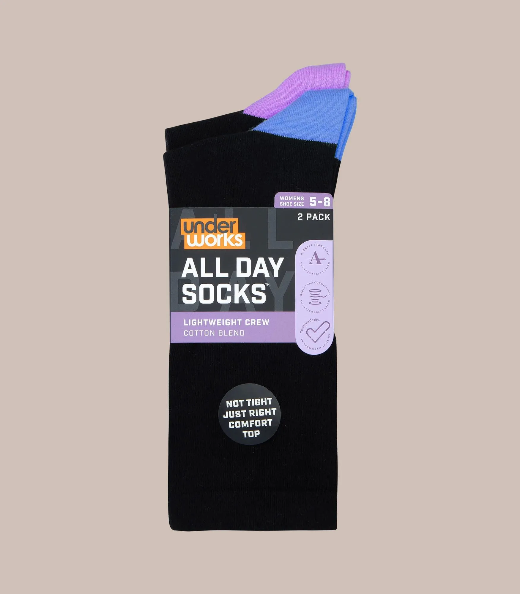 popular  2 Pack All Day Heel And Toe Lightweight Crew Socks - Underworks