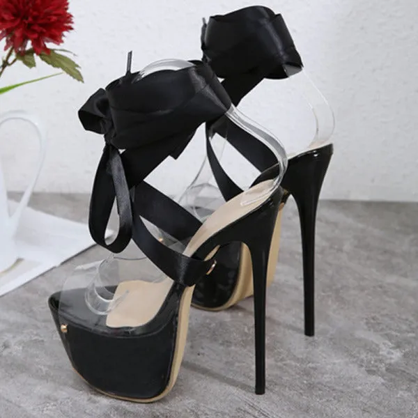 Purpdrank - Black Casual Daily Bandage Patchwork Solid Color Fish Mouth Shoes