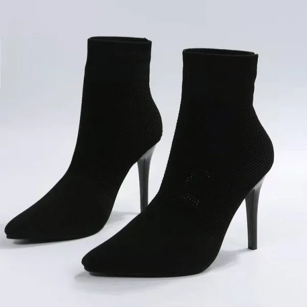 Purpdrank - Black Casual Patchwork Solid Color Pointed Out Door Shoes (Heel Height 3.94in)