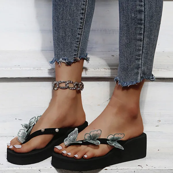 Purpdrank - Blue Fashion Casual Living Patchwork Butterfly Round Comfortable Shoes
